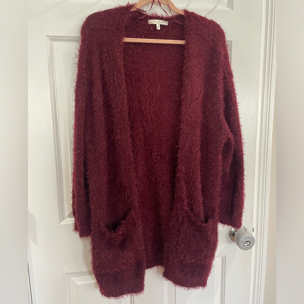 Plus size 1x burgundy cardigan